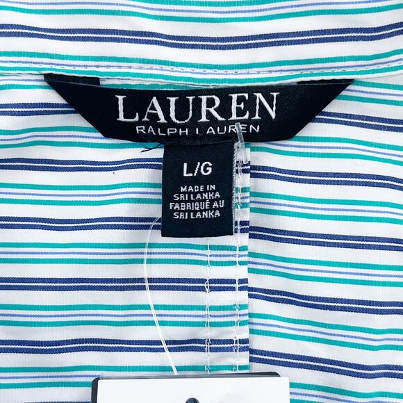 Lauren Ralph Lauren Striped Button-Up Shirt with Waist Tie Size Large - Picture 8 of 16